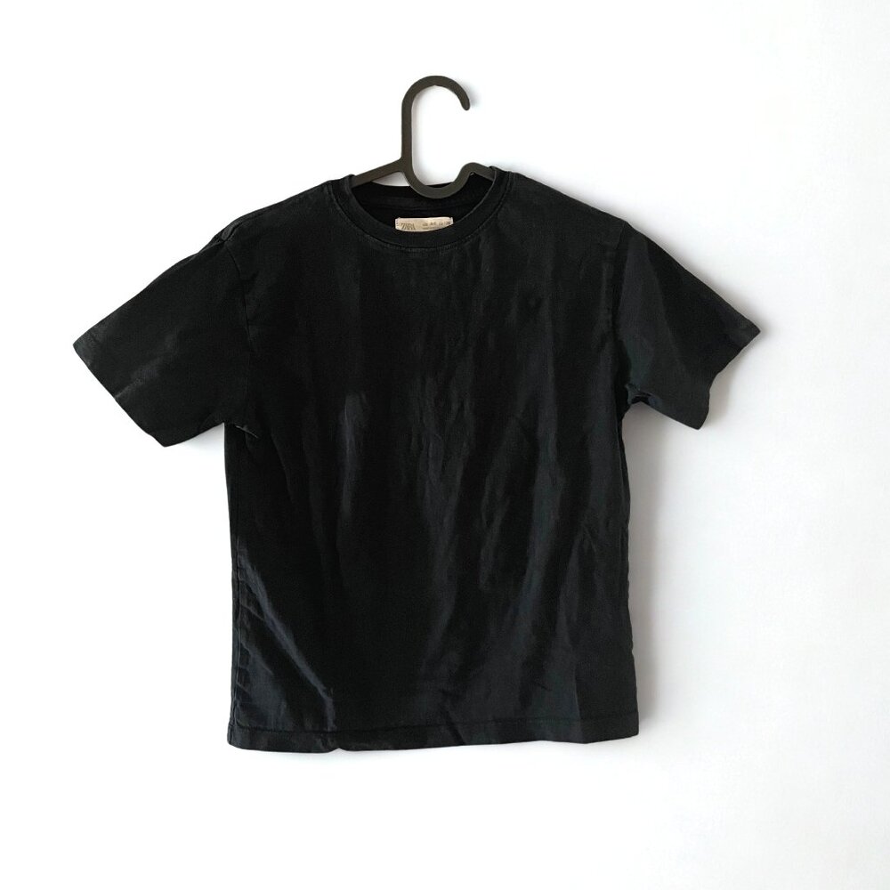 ZARA Kids Black Cotton T-Shirt – Size 8/9